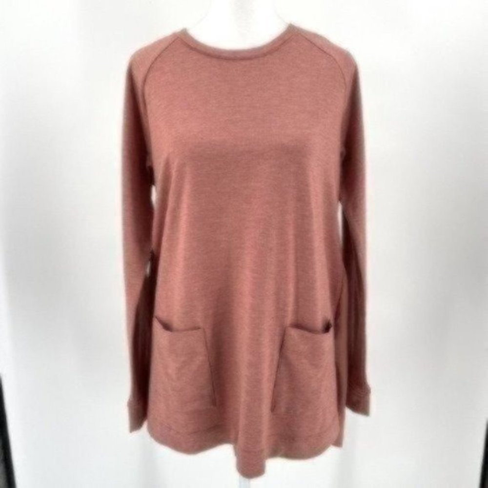 LOGO by Lori Goldstein Soft Jersey Knit Tunic Top Blouse Mauve Pink sz Small